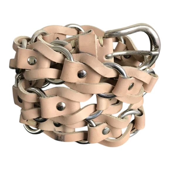 Isabel‎ Marant Bali ivory Calf Leather braided Belt Womens Sz M Silver Hardware main image 6